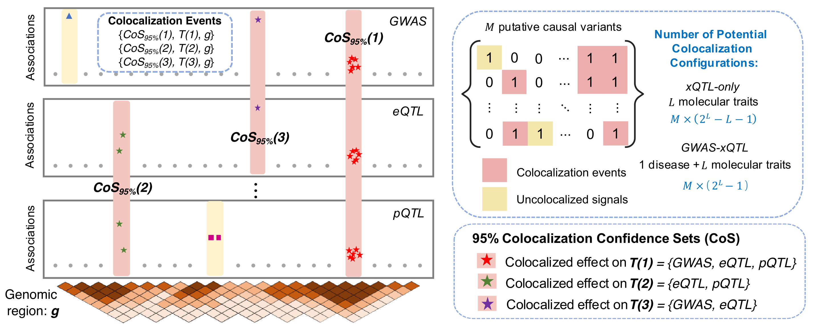 Illustration of colocalization events in ColocBoost.